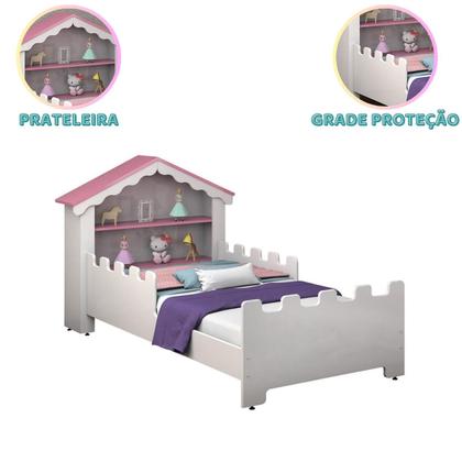 Imagem de Cama Infantil Casa Princesa Rosa Menina Com Colchão Menino Casinha Grade Elegante Cercado Solteiro Crianças Caminha Boneca Cabana Resistente Bebê