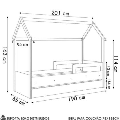 Imagem de Cama Infantil Casinha Com Auxiliar Infix C06 Aveiro/azul - Mpozenato