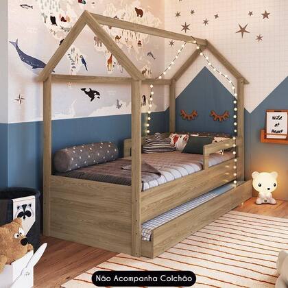Imagem de Cama Infantil Casinha Com Auxiliar Infix C06 Aveiro - Mpozenato