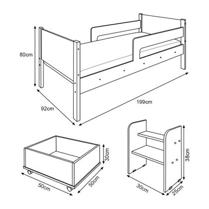 Imagem de Cama Infantil com 2 Baus Organizador e Escada Mdf Luna Plus Nature