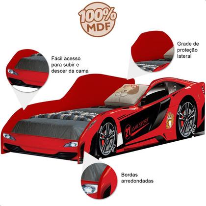 Imagem de Cama Infantil com Colchão Carro Vermelho
