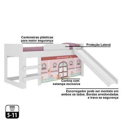 Imagem de Cama Infantil com Escorregador Doce Casinha Joy Branca