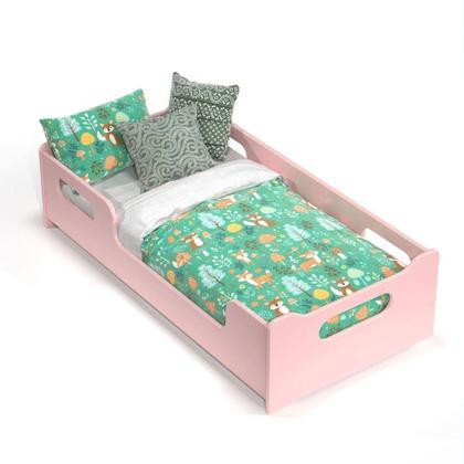 Imagem de Cama Infantil Com Grade Proteção E Colchão Rosa