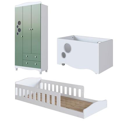 Imagem de Cama Infantil com Guarda Roupa 3 Portas e Caixa Organizadora