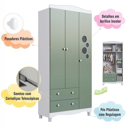 Imagem de Cama Infantil com Guarda Roupa 3 Portas e Caixa Organizadora