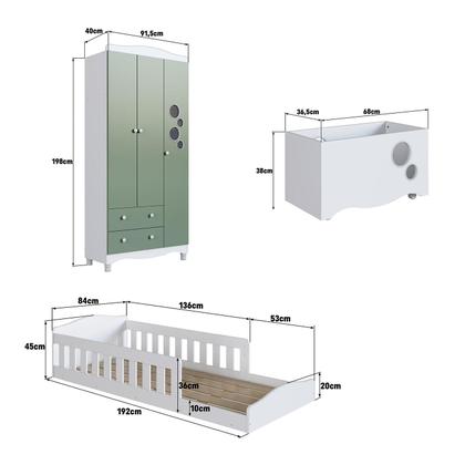 Imagem de Cama Infantil com Guarda Roupa 3 Portas e Caixa Organizadora
