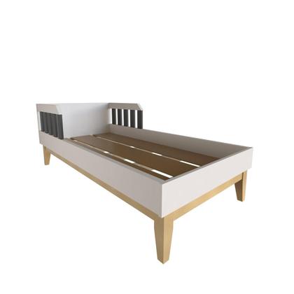 Imagem de Cama Infantil com Pés em Pinus Milou Branco/Preto
