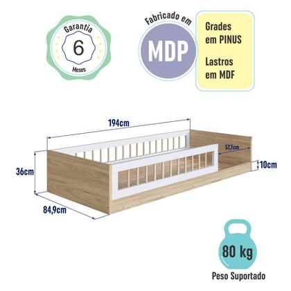Imagem de Cama Infantil de Chão Montessoriana Solteiro Afetto Completa Móveis