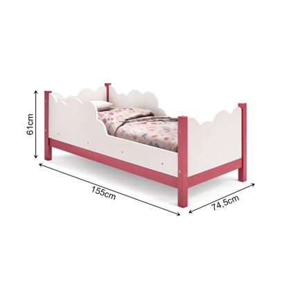 Imagem de Cama Infantil Juvenil Nuvem Branco/rosa com Comoda e Guarda Roupa Lara Branco