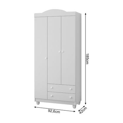 Imagem de Cama Infantil Juvenil Nuvem Branco/rosa com Comoda e Guarda Roupa Lara Branco