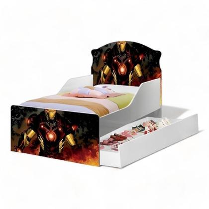 Imagem de Cama Infantil Lívia Adesivada Herói com Auxiliar Cambel