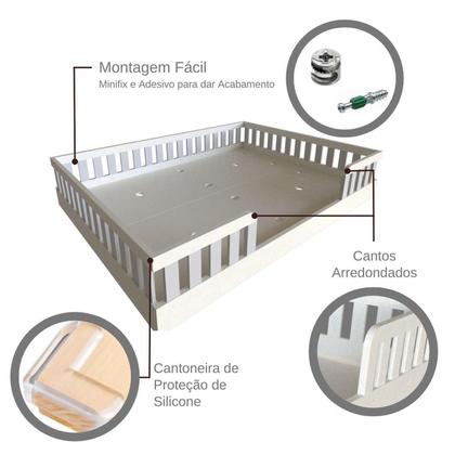 Imagem de Cama Infantil Montessoriana Casal Sol Yescasa Branco/Cinza Cristal