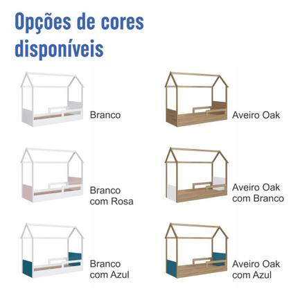 Imagem de Cama Infantil Montessoriana Casinha Menino Menina Solteiro 196cm com Proteção Lateral Branca