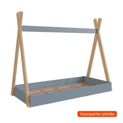 Imagem de Cama Infantil Montessoriana com Colchão Espuma D23 (12x78x188) Cabana Azul e Itapuã