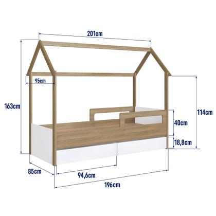 Imagem de Cama Infantil Montessoriana com Gavetões Inferiores Aveiro Oak/Branco