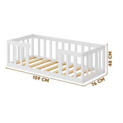 Imagem de Cama Infantil Montessoriana Com Grade De Proteção Branco Com Colchão Eler Shop Jm