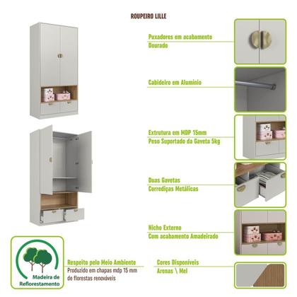 Imagem de Cama Infantil Montessoriana com Led e Guarda Roupa 2 Portas