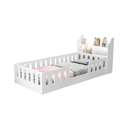 Imagem de Cama Infantil Montessoriana Criança Helo Solteiro com Colchão + Nicho e Led Branca