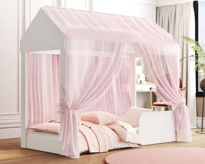 Imagem de Cama Infantil Montessoriana Crystal Com Colchão e Voal Menino Menina Casinha Grade Cercado Solteiro Crianças Caminha Boneca Cabana Resistente Bebê