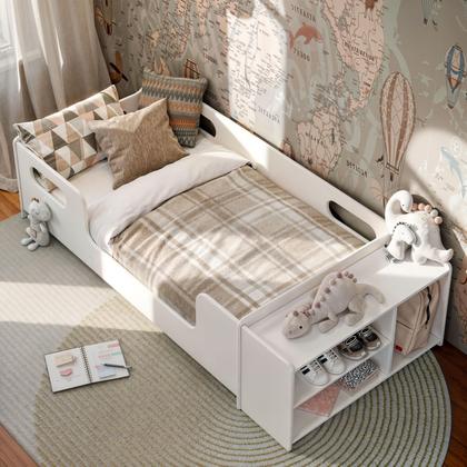 Imagem de Cama Infantil Montessoriana em MDF Aconchego Para Quarto De Criança Com Colchão e Nicho