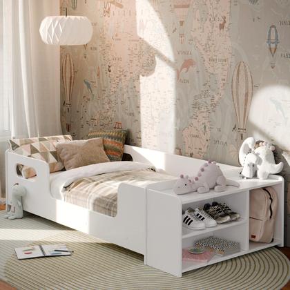 Imagem de Cama Infantil Montessoriana em MDF Aconchego Para Quarto De Criança Com Colchão e Nicho