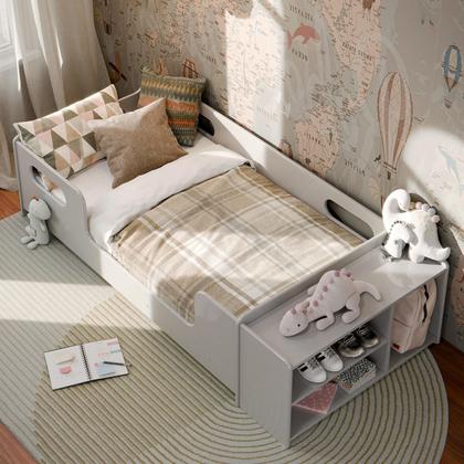 Imagem de Cama Infantil Montessoriana em MDF Aconchego Para Quarto De Criança Com Colchão e Nicho