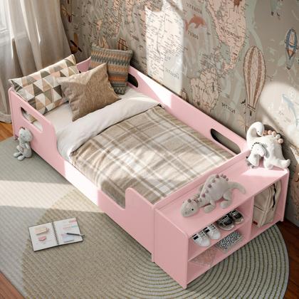 Imagem de Cama Infantil Montessoriana em MDF Aconchego Para Quarto De Criança Com Colchão e Nicho