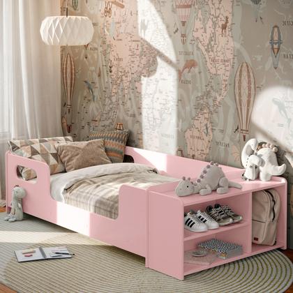 Imagem de Cama Infantil Montessoriana em MDF Aconchego Para Quarto De Criança Com Colchão e Nicho