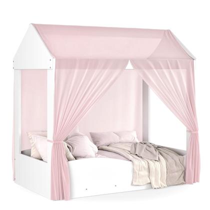 Imagem de Cama Infantil Montessoriana em MDF Colina Com Colchão e Voal  Com Grade de Proteção Lateral Para Quarto de Menina