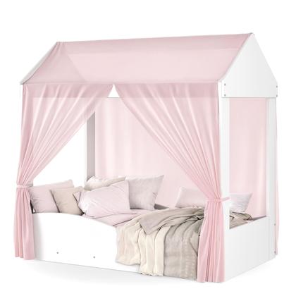 Imagem de Cama Infantil Montessoriana em MDF Colina Com Colchão e Voal  Com Grade de Proteção Lateral Para Quarto de Menina