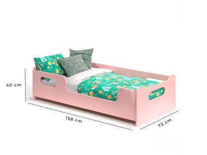 Imagem de Cama Infantil Montessoriana em MDF Encanto Com Colchão E Proteção Lateral