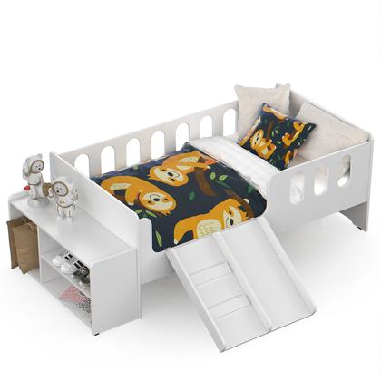 Imagem de Cama Infantil Montessoriana Quarto De Criança Com Nicho Escada Escorregador E Colchão