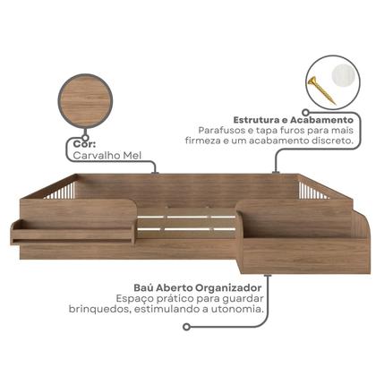 Imagem de Cama Infantil Montessoriana Solteiro com Reversiteiro e Organizador Tamiê