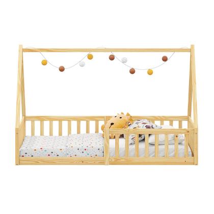 Imagem de Cama Infantil Montessoriana Solteiro Madeira Casinha de Chão Nicolas Natural