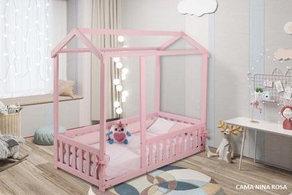 Imagem de Cama Infantil Montessoriano Com Grade Nina - Rosa