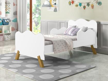 Imagem de Cama Infantil Nuvem Branca com Proteção Lateral e Colchão