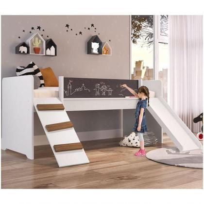 Imagem de Cama Infantil Playground Com Escorregador E Quadro By710 Branco - Completa Móveis