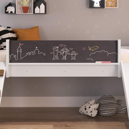 Imagem de Cama Infantil Playground Com Escorregador e Quadro BY710 Branco - Completa Móveis