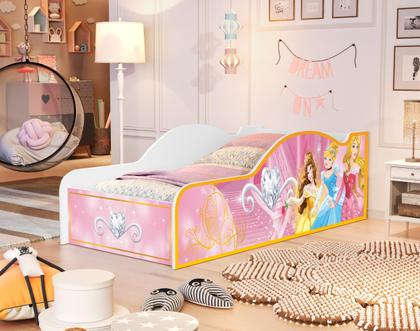 Imagem de Cama Infantil Princesas Com Colchão Menino Menina Casinha Grade Elegante Cercado Solteiro Crianças Caminha Boneca Cabana Resistente Bebê