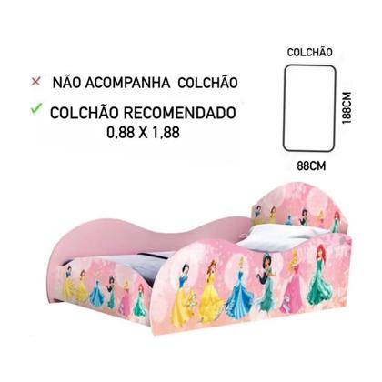 Imagem de Cama Infantil Rosa Princesas Disney Estrutura Forte com Acabamento UV