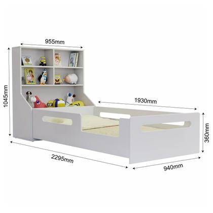 Imagem de Cama Infantil Solteiro Montessori com Cabeceira Para Brinquedo e Colchão