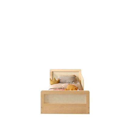 Imagem de Cama Infantil Solteiro Montessoriano Lift com Rattan 1 Grade Casatema MadeiraOriginals Bege/Branco/Marrom