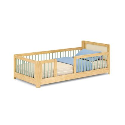 Imagem de Cama Infantil Solteiro Montessoriano Wave com Rattan Casatema MadeiraOriginals Bege/Marrom/Verde