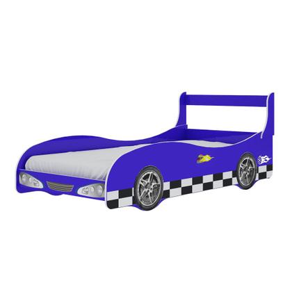 Imagem de Cama Infantil Solteiro para Colchão de 88cm - Carro Rally - Azul