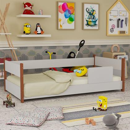Imagem de Cama Infanto Juvenil Serena em Mdf + Acabamento Moderno e Resistente  Branco/mel
