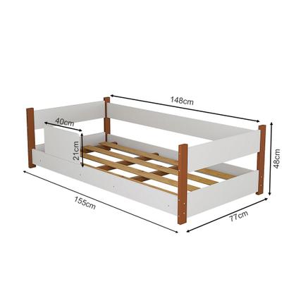Imagem de Cama Infanto Juvenil Serena em Mdf + Acabamento Moderno e Resistente  Branco/mel