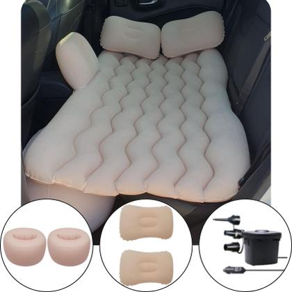 Imagem de Cama Inflável Colchão Carro Veicular Viagem Bege Resistente