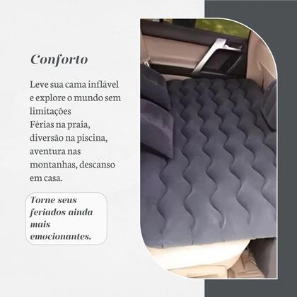 Imagem de Cama Inflável Colchão Carro Veicular Viagem Preto Resistente
