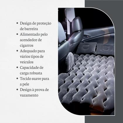 Imagem de Cama Inflável Colchão Carro Veicular Viagem Preto Resistente