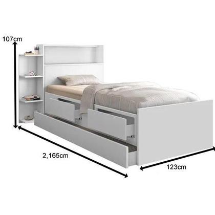 Imagem de Cama Isa Solteiro com Cama Auxiliar Branco - Cambel